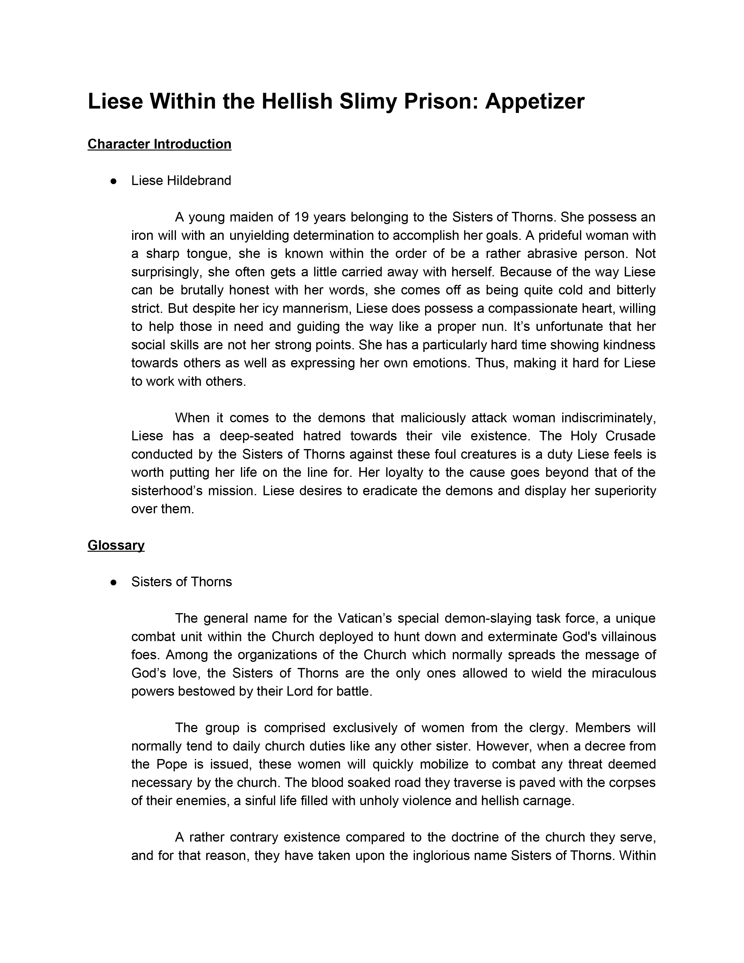 Liese Within the Hellish Slimy Prison: Appetizer Complete