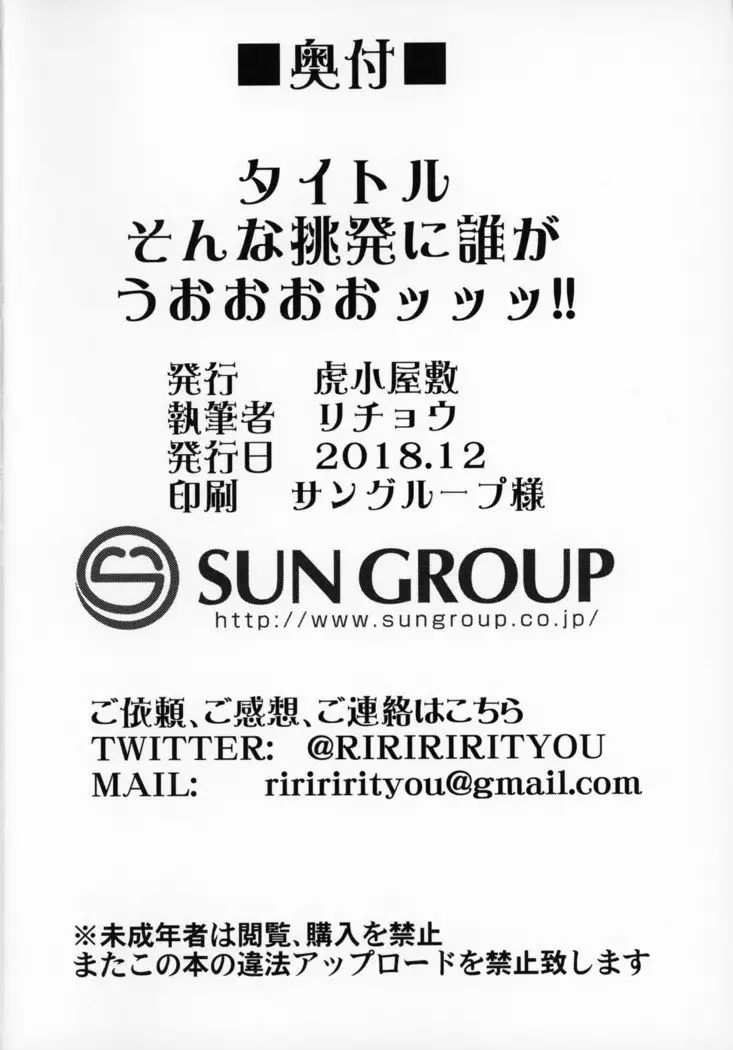 Sonna Chouhatsu ni Dare ga Uoooo!!